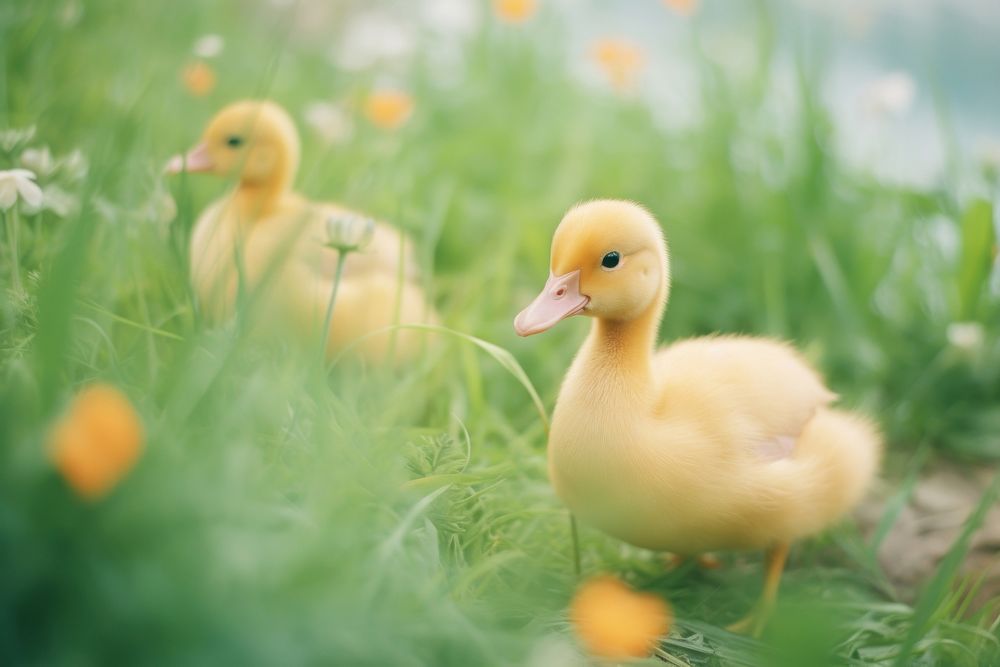 Many baby duck in the garden animal bird beak. AI generated Image by rawpixel.