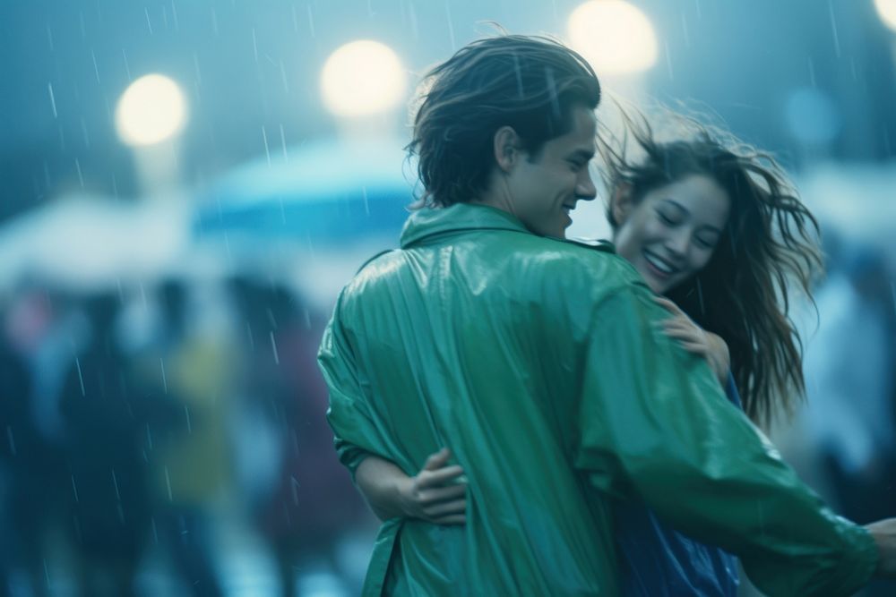A couple dancing in the rain men togetherness affectionate. AI generated Image by rawpixel.