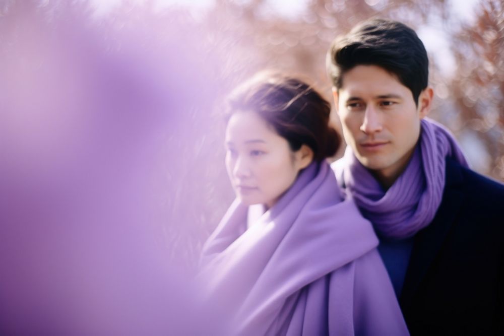 A couple purple adult scarf.
