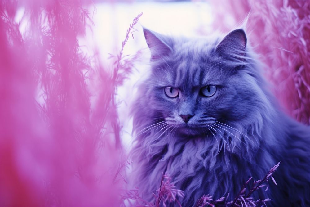 A cat purple mammal animal.