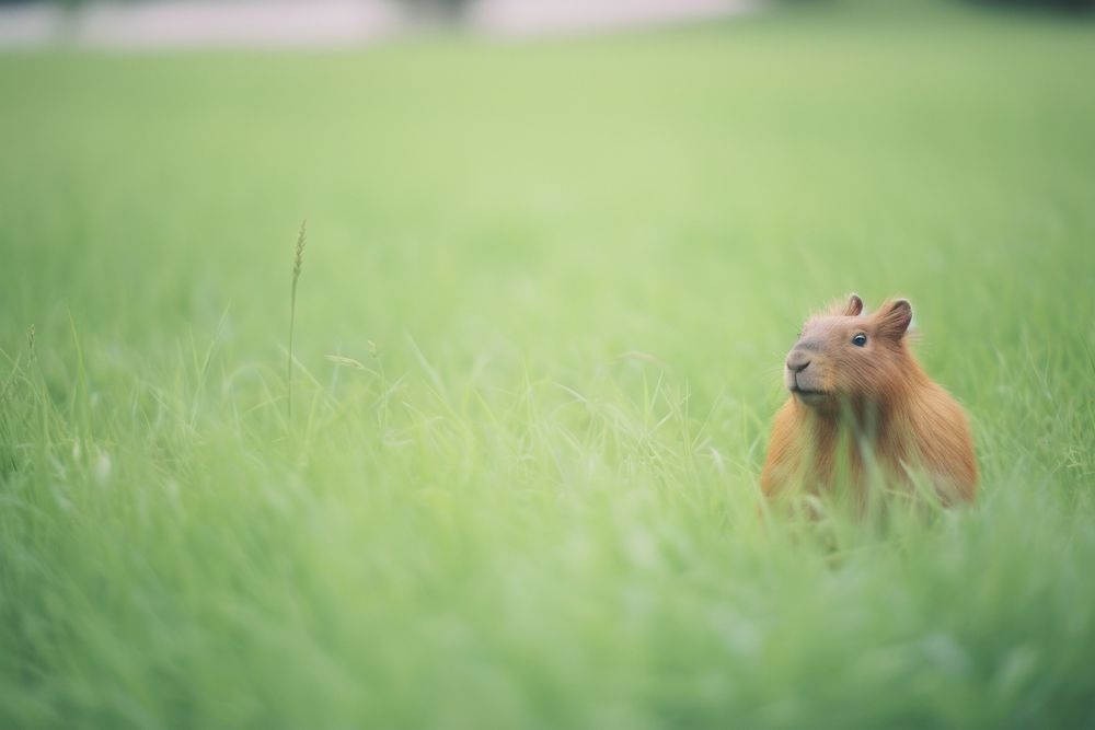 A capybara outdoors animal mammal. AI generated Image by rawpixel.