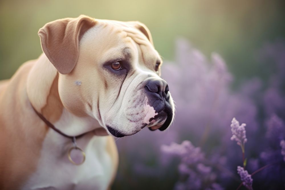 A bulldog animal mammal purple.