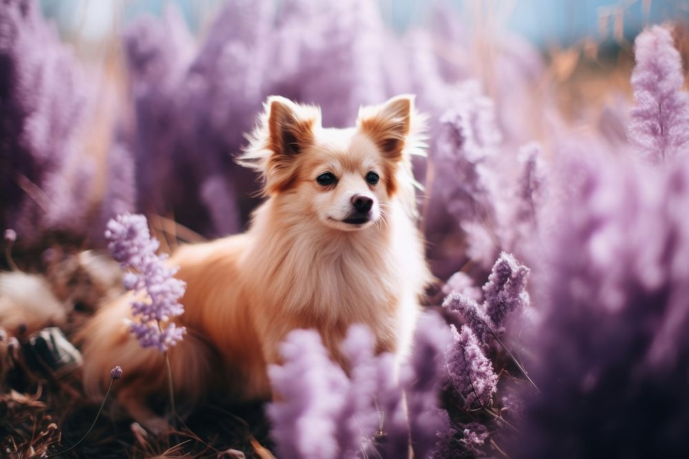 A dog mammal animal flower.