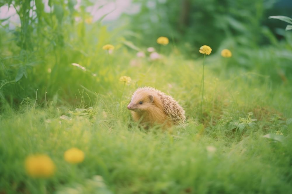 A hedgehog in the garden outdoors animal mammal. AI generated Image by rawpixel.