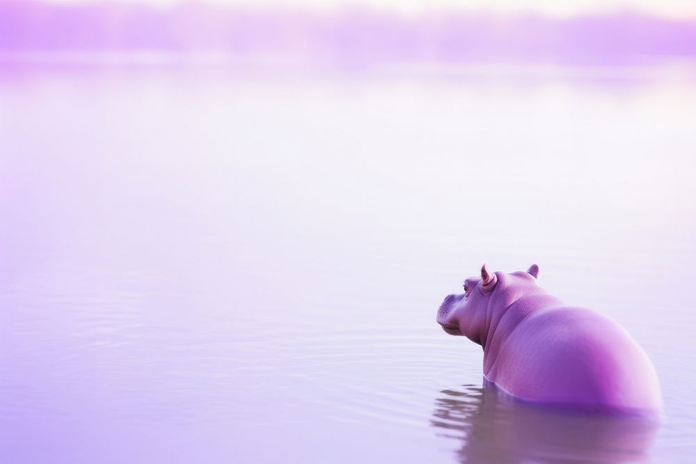A hippo purple wildlife swimming.