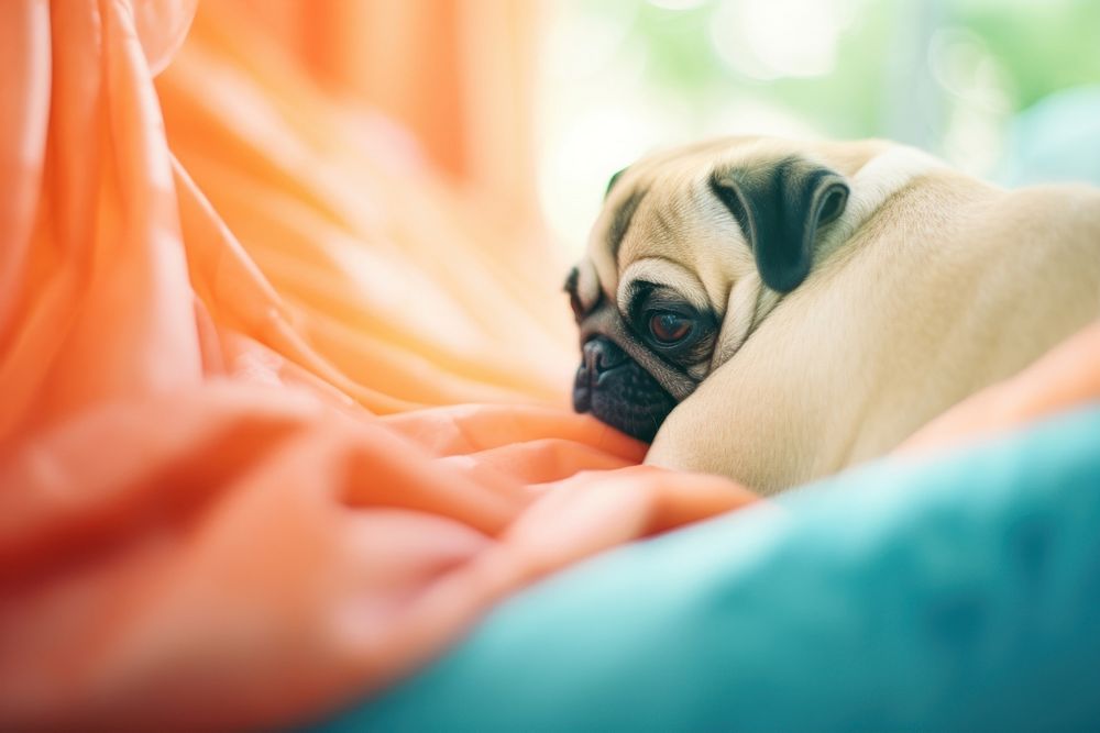 A pug dog blanket animal mammal. AI generated Image by rawpixel.