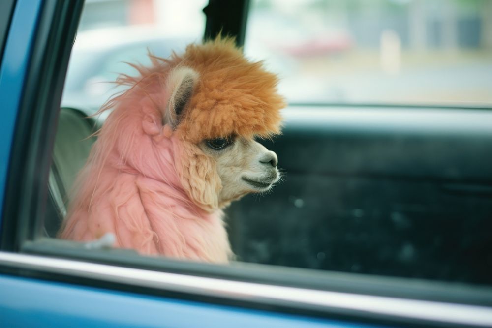 An alpaca in the car livestock mammal animal. AI generated Image by rawpixel.