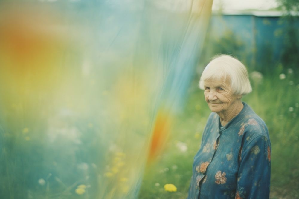 An elderly photography portrait outdoors. 