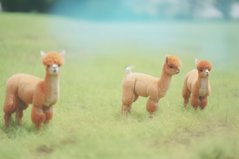 Four alpaca livestock animal mammal. AI generated Image by rawpixel.
