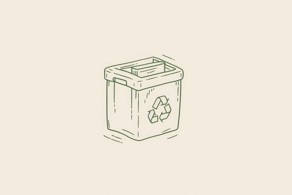 Box with recycle icon sketch green illustrated. AI generated Image by rawpixel.
