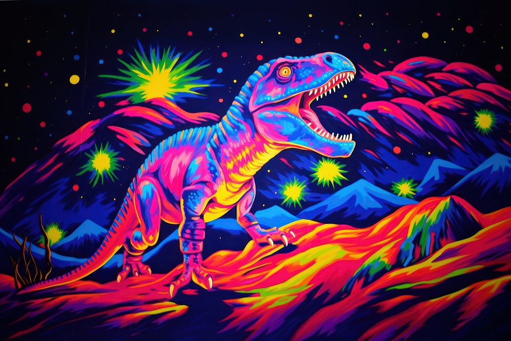 A dinosaur painting purple representation. AI generated Image by rawpixel.