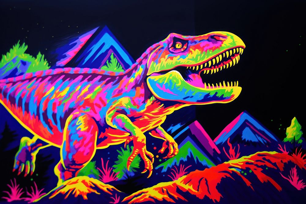 A dinosaur painting reptile animal. AI generated Image by rawpixel.