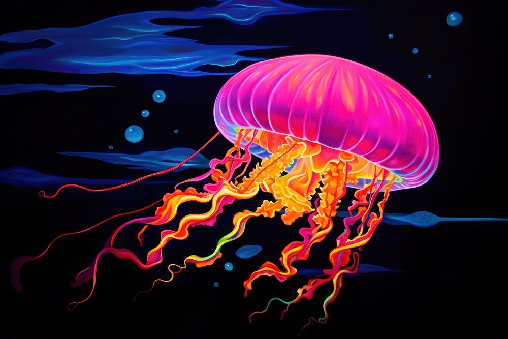 A jelly fish jellyfish invertebrate underwater. AI generated Image by rawpixel.