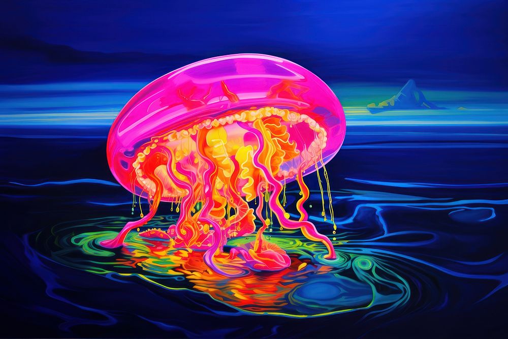 A jelly fish jellyfish invertebrate reflection. AI generated Image by rawpixel.