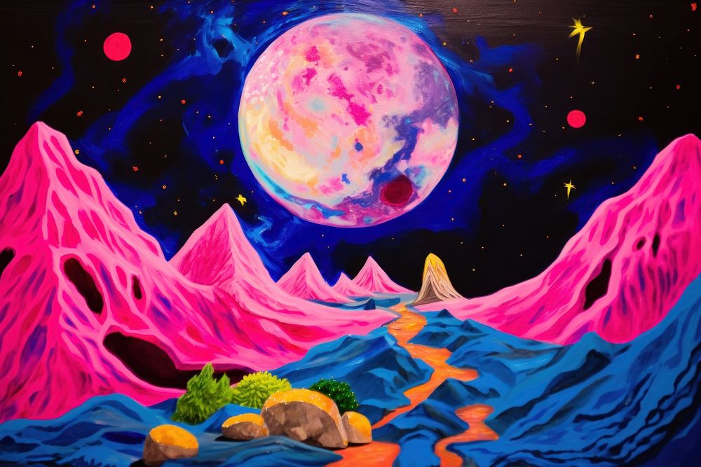 A moon astronomy universe painting. AI generated Image by rawpixel.