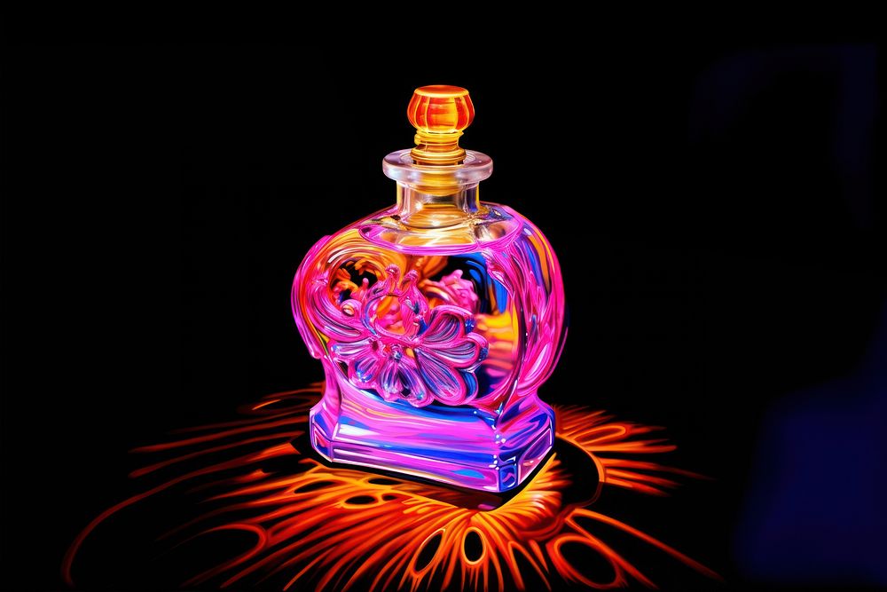 A perfume bottle illuminated creativity cosmetics. 