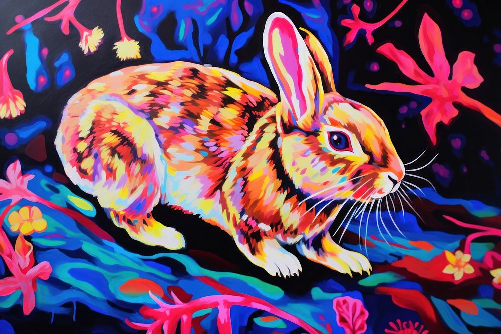 A rabbit painting animal mammal. AI generated Image by rawpixel.