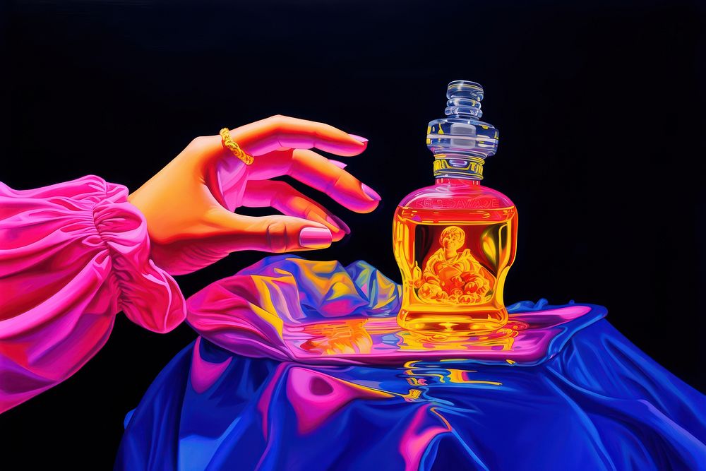 A woman carry perfume bottle refreshment creativity container. AI generated Image by rawpixel.