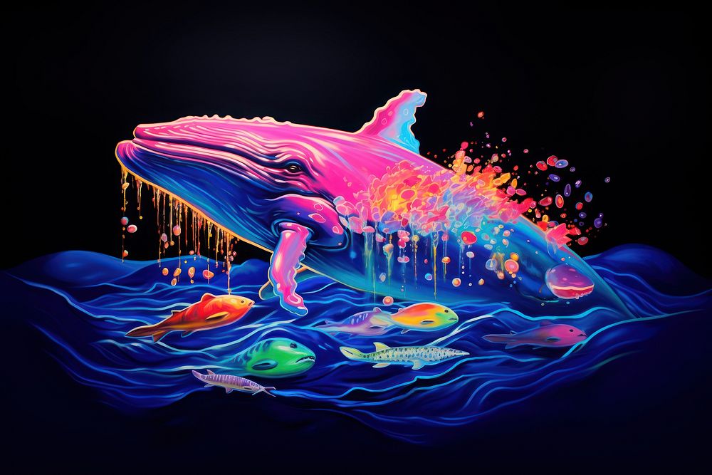 A whale animal fish illuminated. AI generated Image by rawpixel.