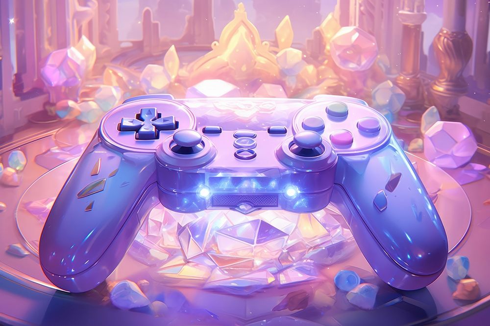 Gaming joystick purple electronics.