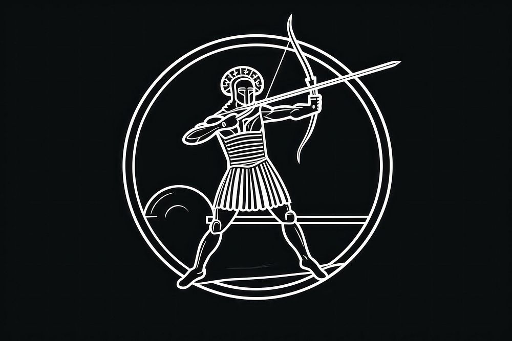 Greek archery icon representation creativity monochrome.
