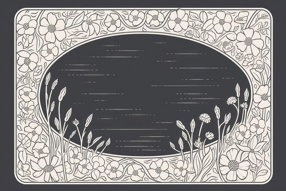 Greek floral frame pattern blackboard graphics.
