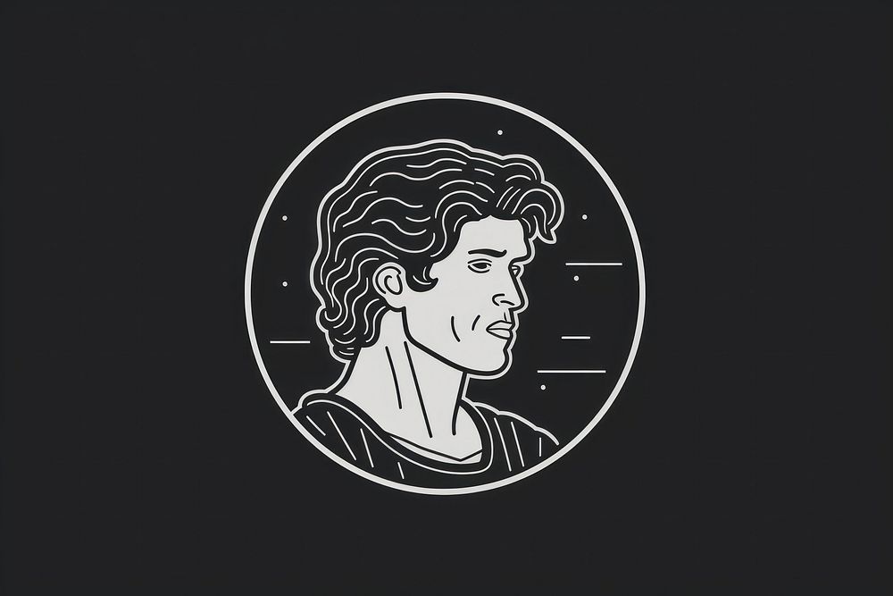 Greek man icon portrait logo art.