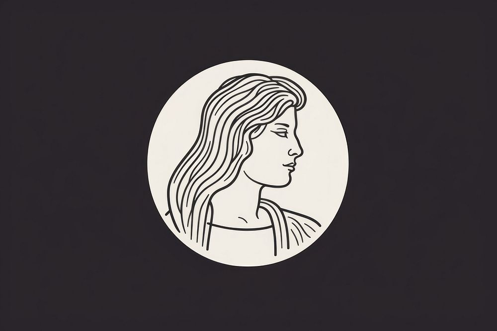 Greek woman icon drawing sketch logo.