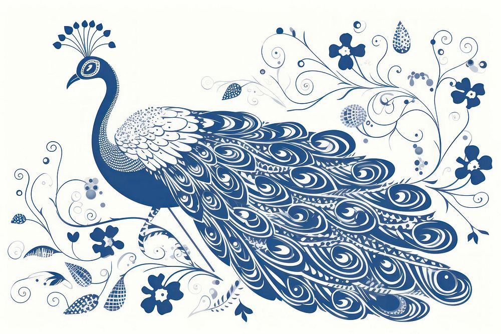Peacock art pattern sketch.