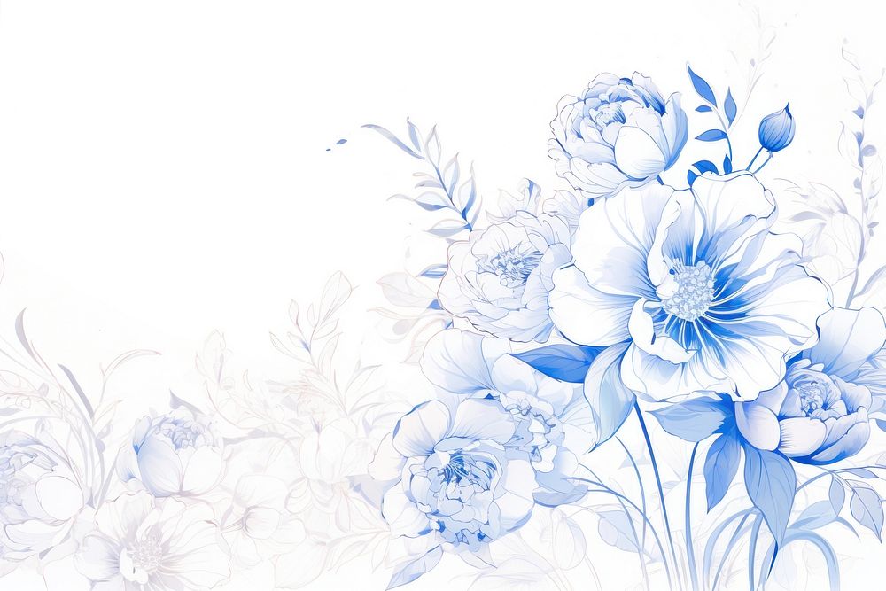 Floral pattern white blue.