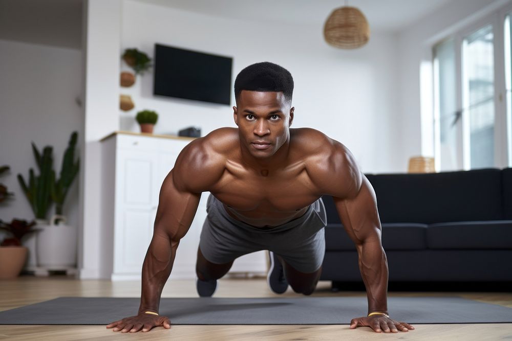 Young African American man exercise sports adult.