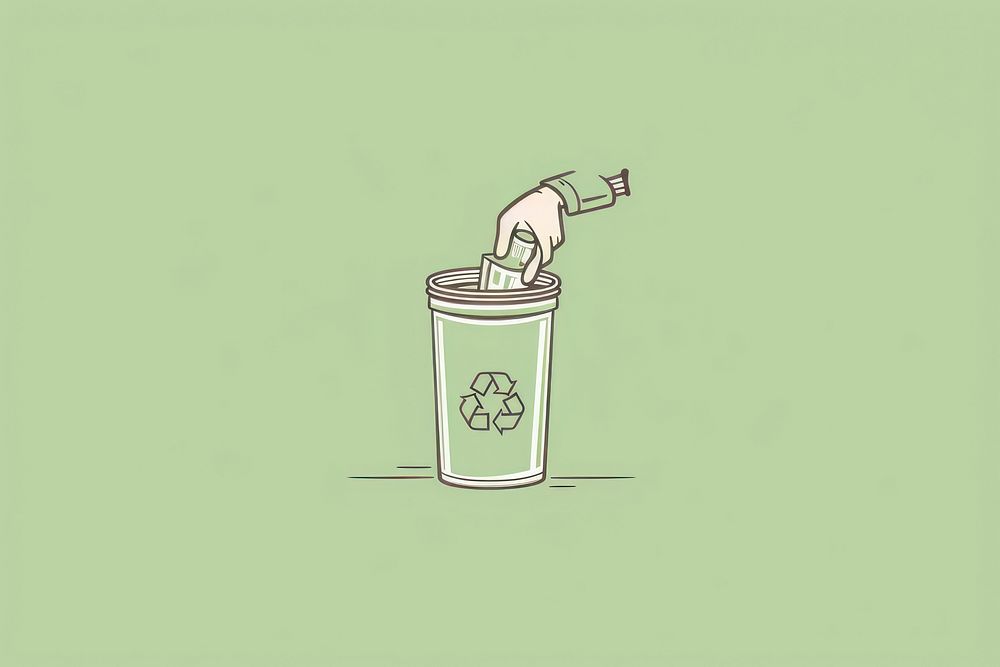 Hand holding can with recycle icon drop to recycle bin green refreshment dynamite. AI generated Image by rawpixel.