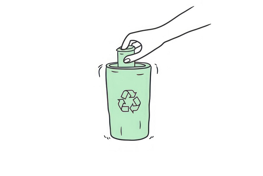 Hand holding can with recycle icon drop to recycle bin green container recycling. AI generated Image by rawpixel.