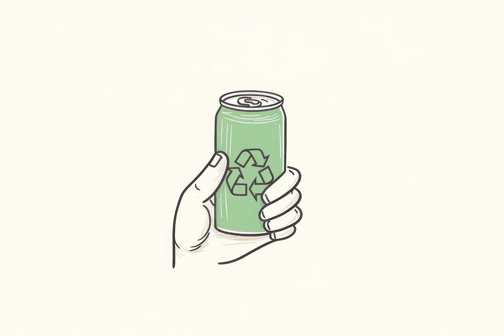Hand holding can with recycle icon green refreshment container. AI generated Image by rawpixel.