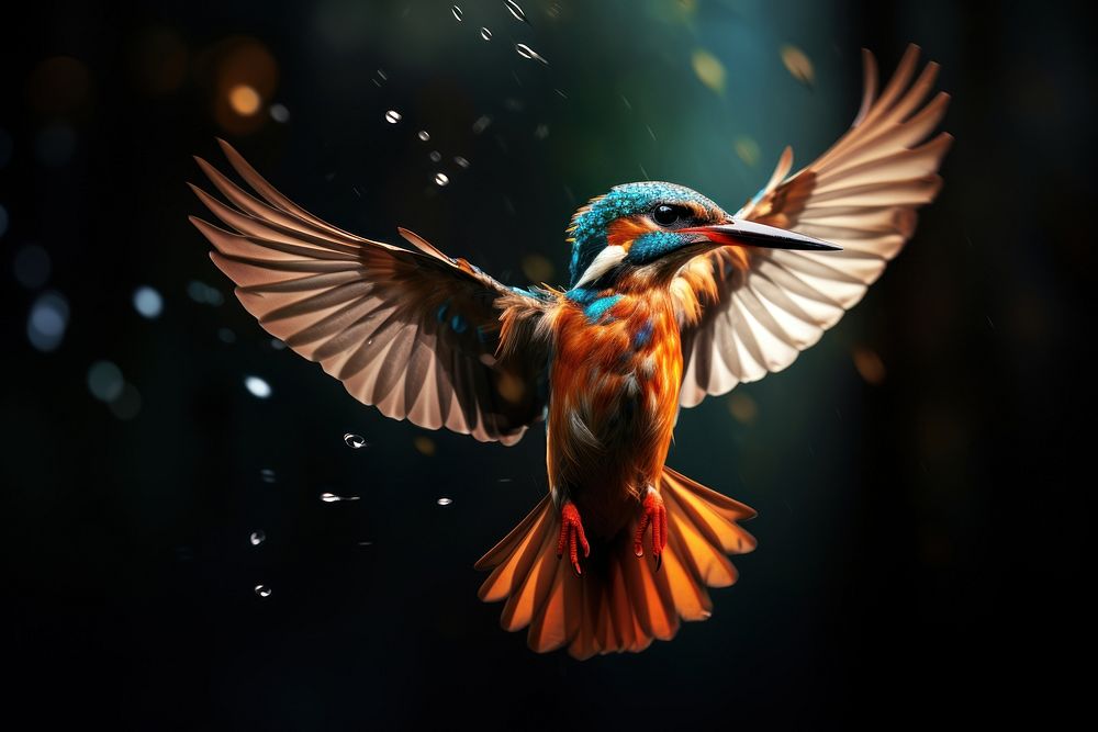 Kingfisher flying animal bird beak.
