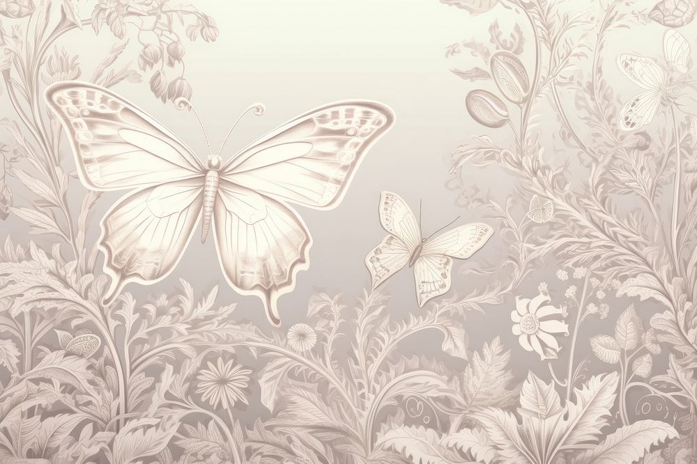 Butterfly on flower wallpaper pattern nature.