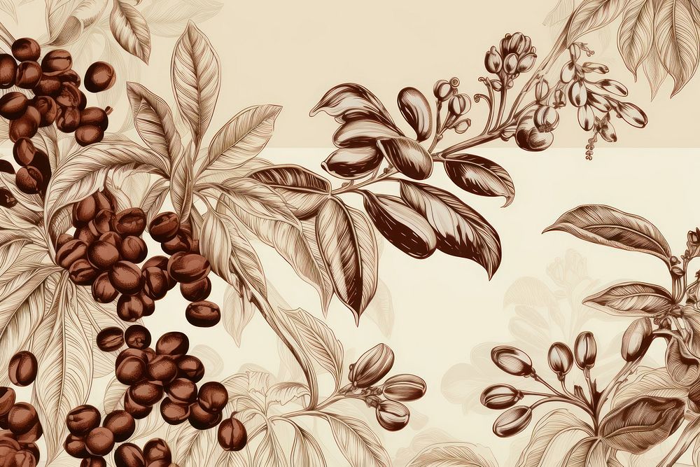 Coffee bean with bug pattern sketch plant.