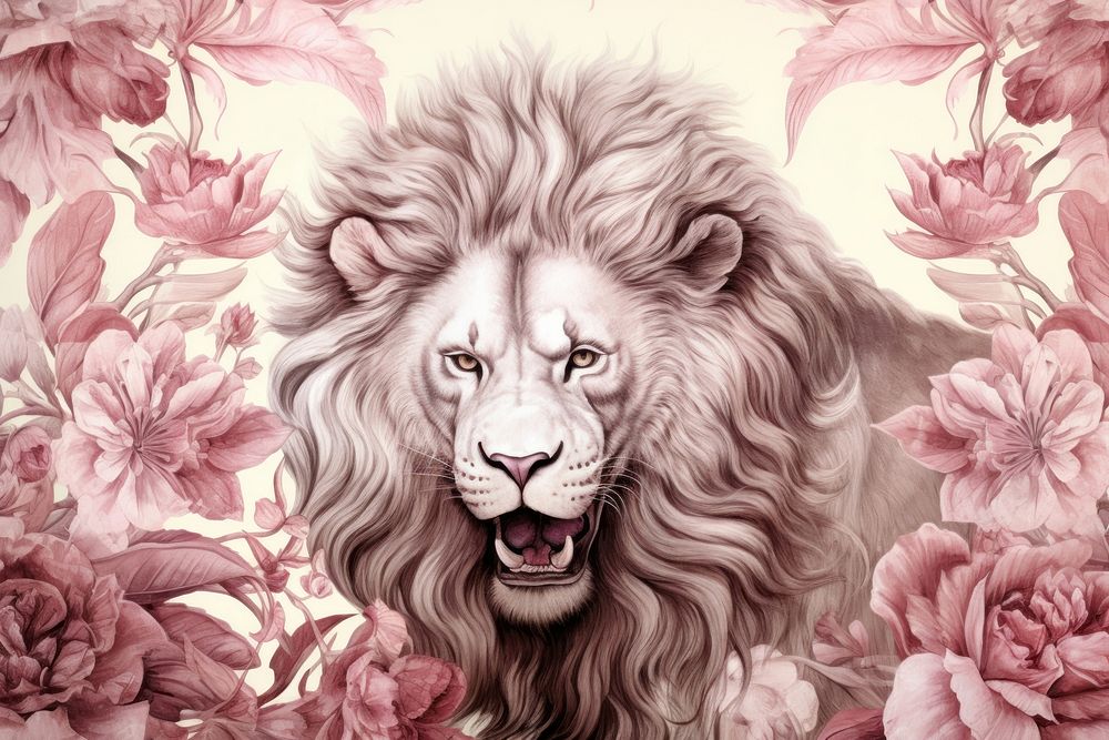 Lion roar mammal animal flower.