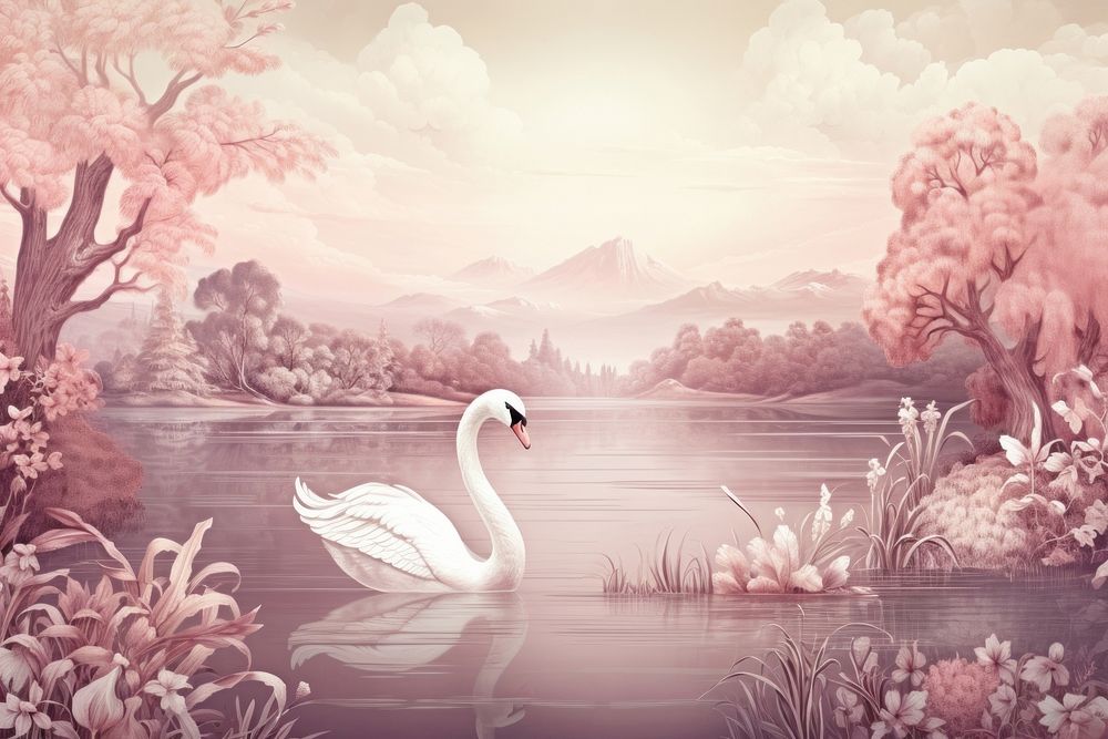 Swan in the lake landscape outdoors nature.