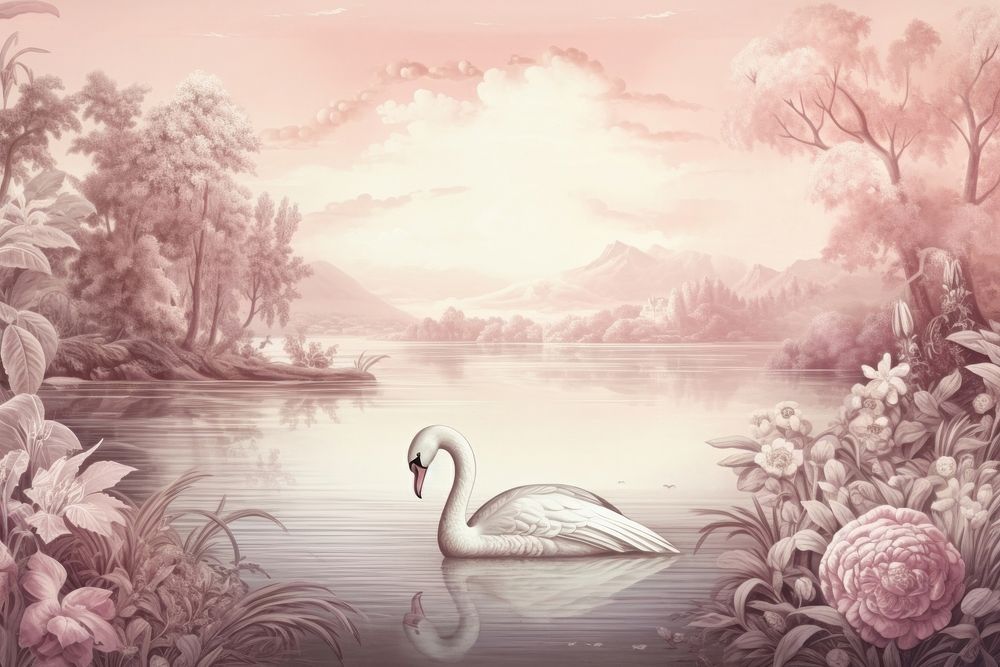 Swan in the lake landscape outdoors nature.