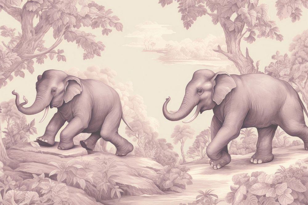 Two elephant wildlife drawing animal.