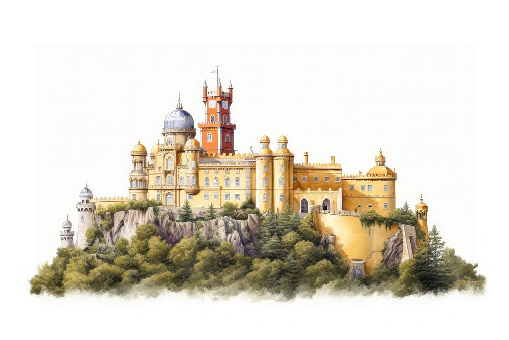 National Palace of Pena near Sintra architecture building castle. AI generated Image by rawpixel.