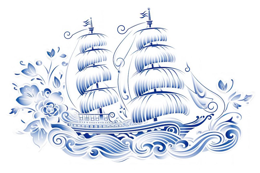 Ship pattern drawing sketch.