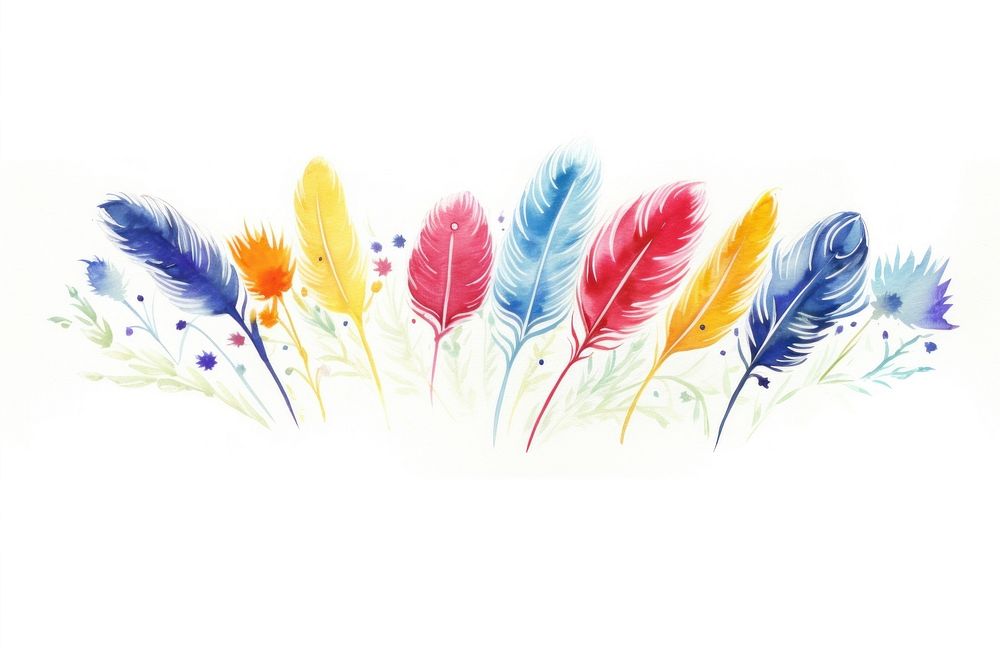 Feather flowers painting pattern nature.