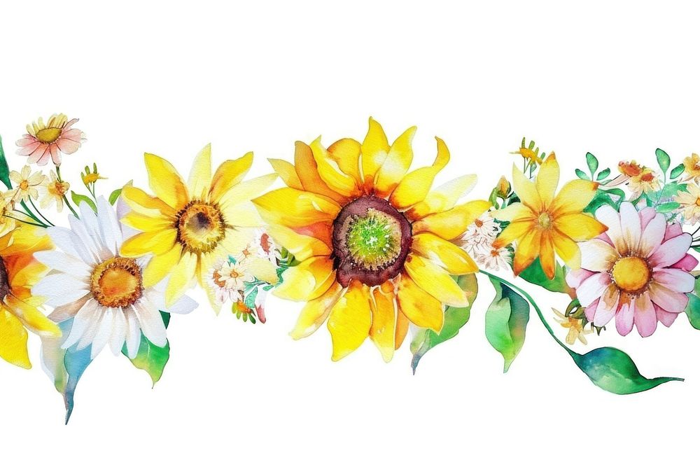 Sunflower and daisy pattern nature plant.