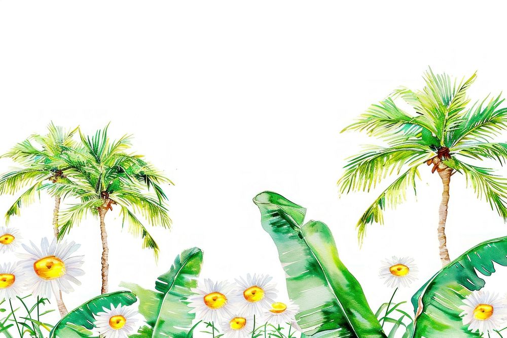 Palm and daisy nature backgrounds outdoors.