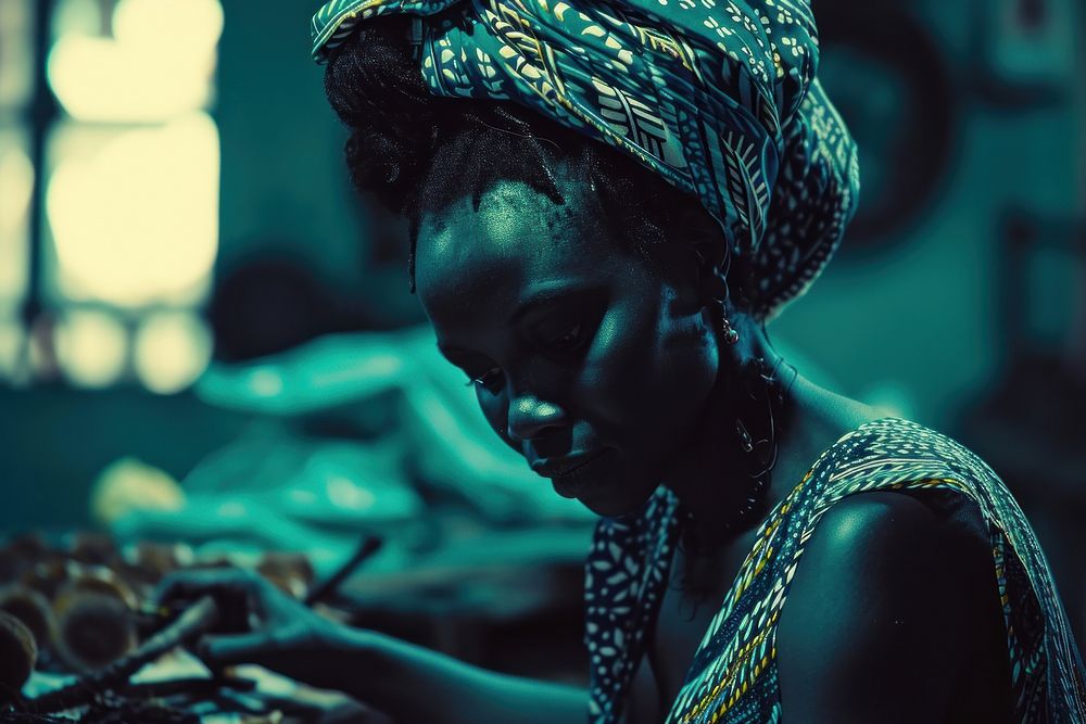 African woman adult technology dreadlocks.