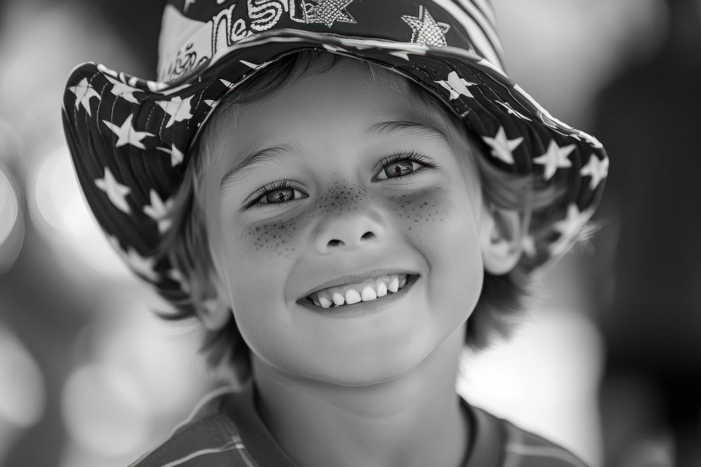 Kid in 4th of july portrait smile photo.