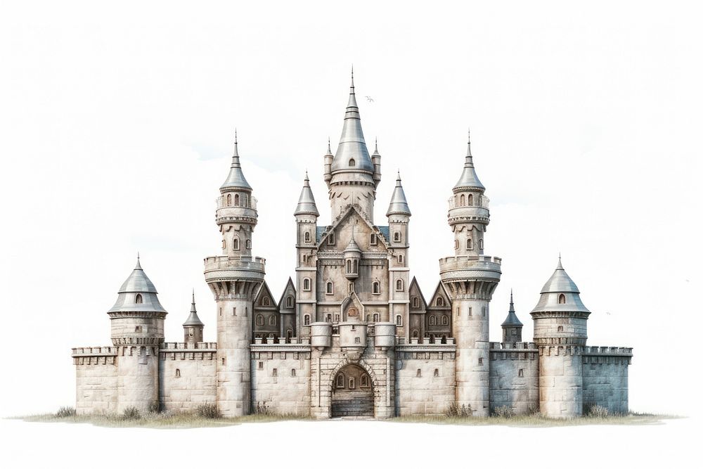 Castle architecture building white background. AI generated Image by rawpixel.