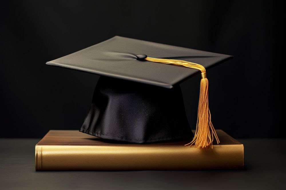 Graduation cap black gold intelligence.
